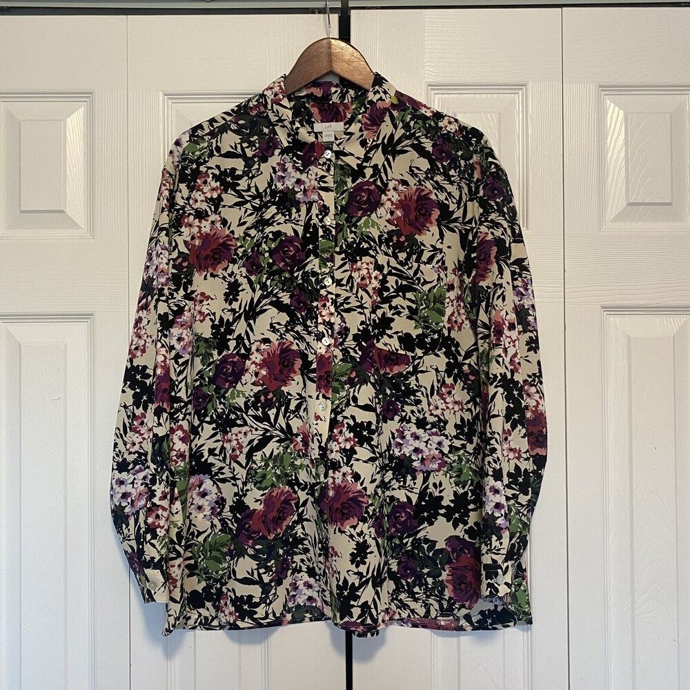 Women’s NWT J Jill Floral Button Up Blouse Size Large